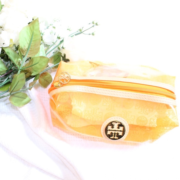 Tory Burch Handbags - NWOT Tory Burch Orange Plastic Clear Cosmetic Bag